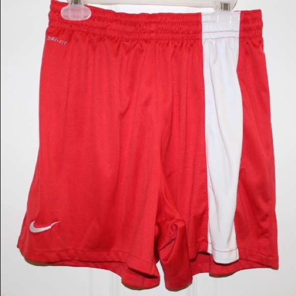 red nike soccer shorts